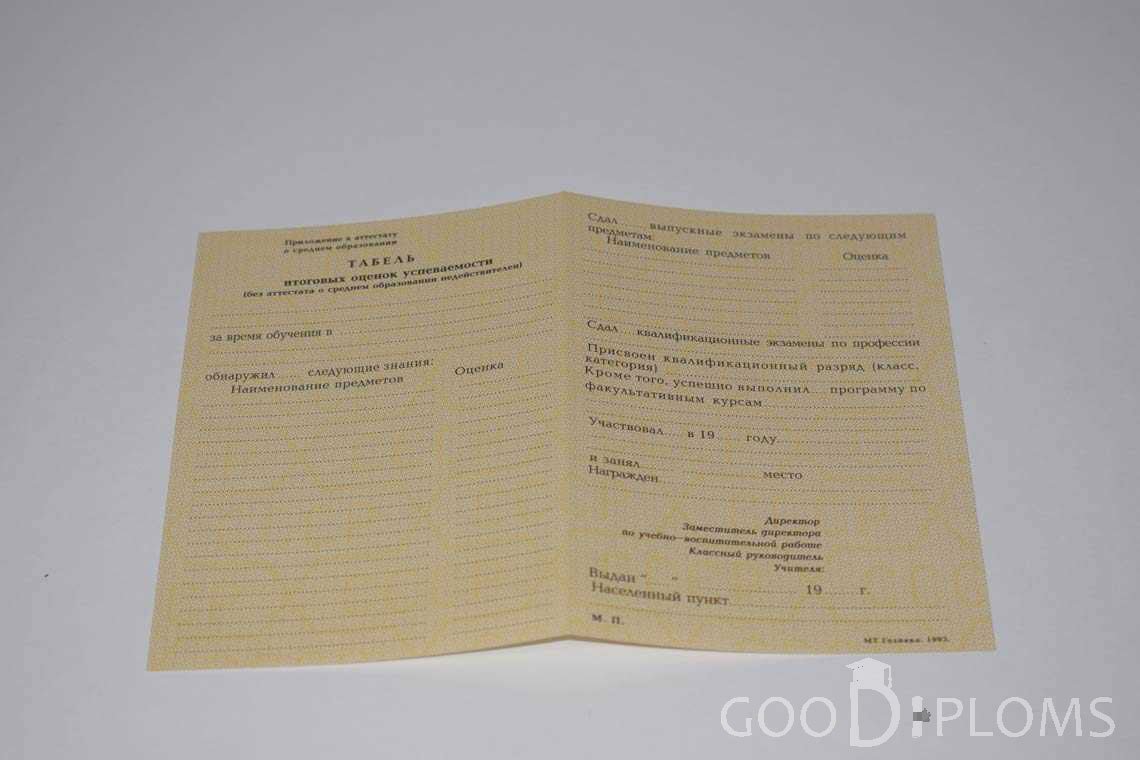 Приложение к Аттестату За 10 Класс период выдачи 1990-1993 -  Киев