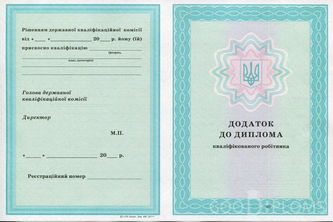 Украинский диплом пту - приложение - Киев